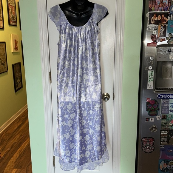 Oscar De La Renta Pink Label Vintage Lavender Soft Floral Nightgown Size Large - Picture 6 of 7